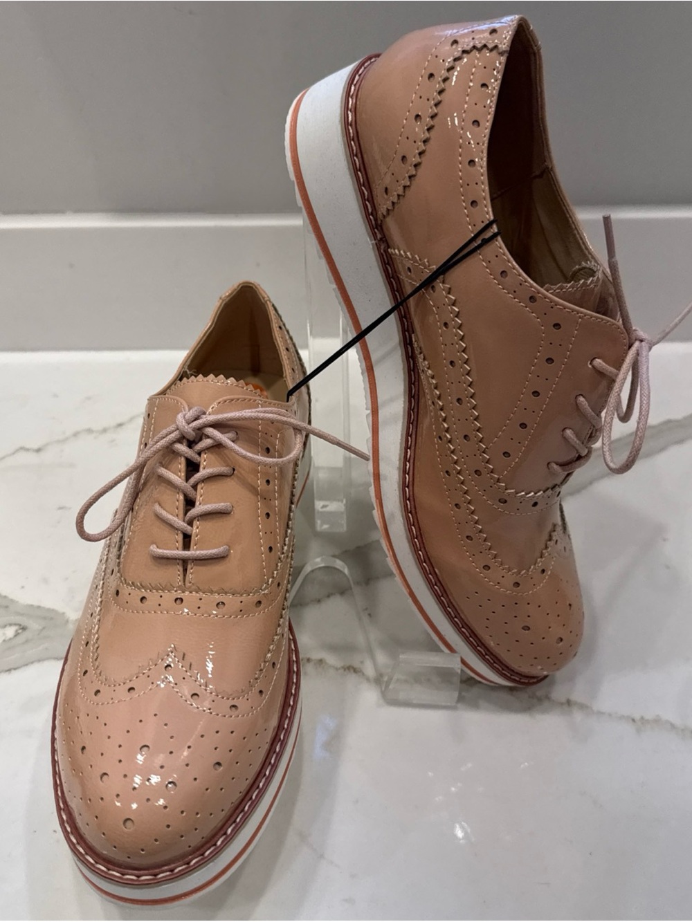 Madden Girl G-Ritz Nude Pink Patent Oxford Laced Shoe Size 11 Women NWOB